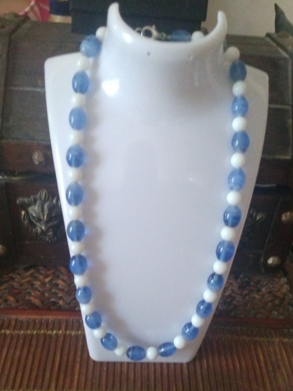 Blue and White Beaded Necklace - Women Jewelry